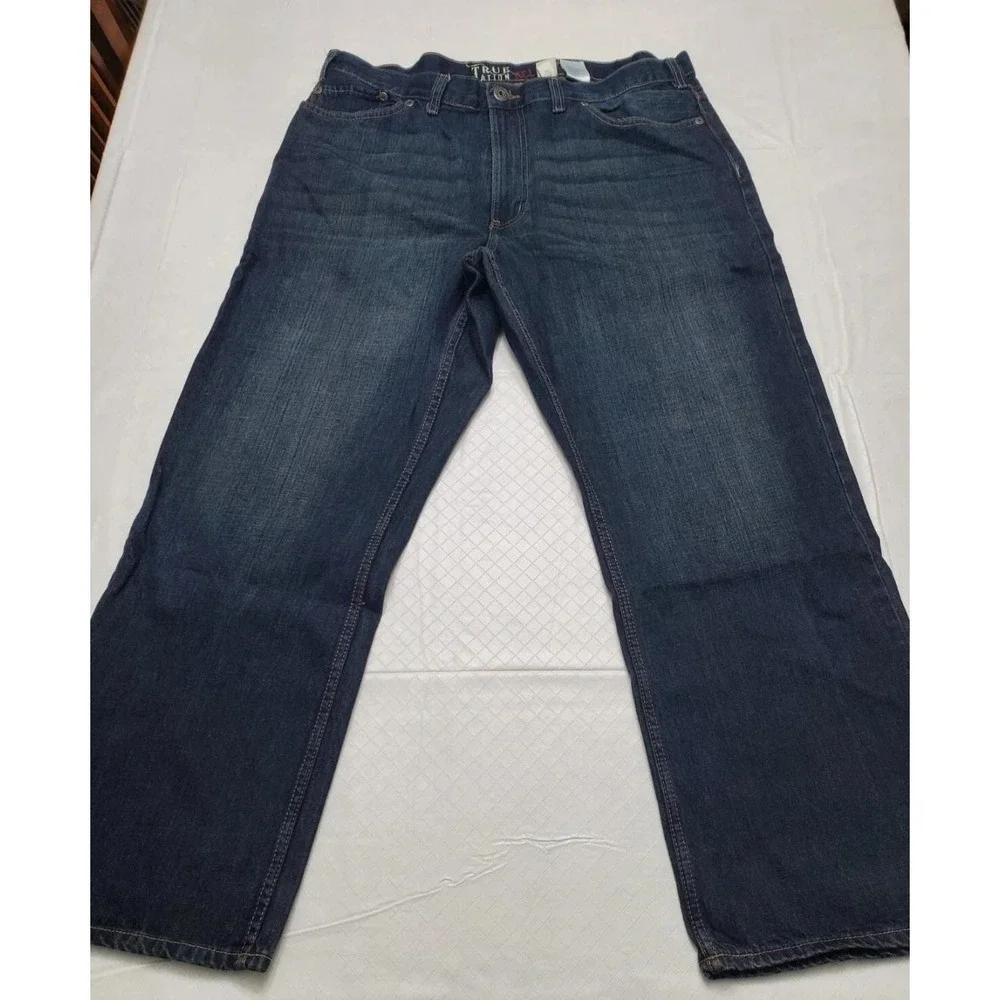 True Nation Jeans Mens 42x32 Blue Relaxed Fit Straight Leg Denim Big & Tall
